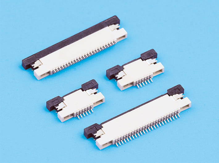 0.5mm pitch 1.2mm height fpc flat cable connector, zif r/a upper contact, locking slider, high-density integration, durable, for flexible printed circuits