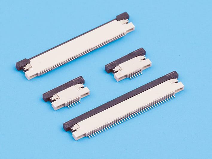 0.5mm pitch 1.2mm height fpc flat flexible cable connector, zif r/a down contact, for electronics and pcb boards