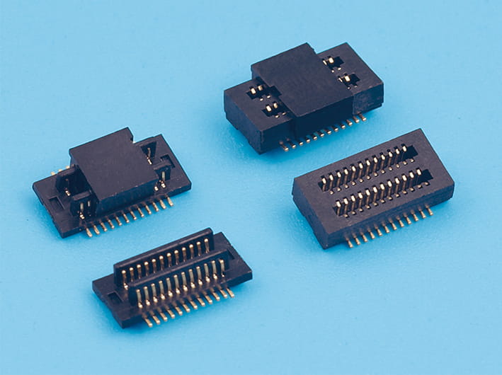 High-density 0.5mm pitch board-to-board connector, dual row, vertical surface mount, black