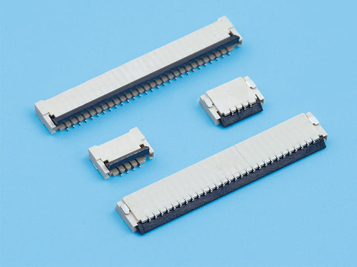 Fpc flat connector, 1.0mm pitch, 2.0mm height, back flip r/a, flexible printed circuit cable connectors, for electronics and prototyping