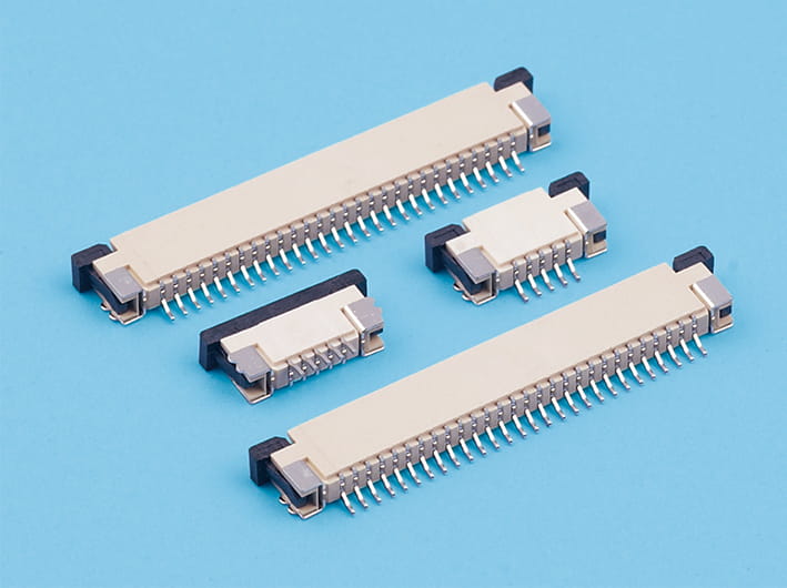 1.0mm pitch, 2.5mm height fpc flat connector, zif r/a upper contact, flexible printed circuit board connectors, durable, for signal transfer