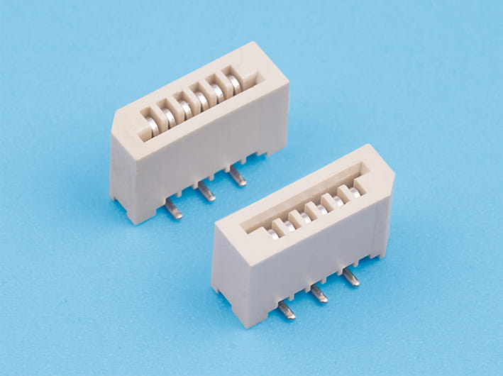 1.0mm pitch 5.5mm height, vertical fpc flat ribbon connector, non-zif s/t reversed pointer, easy-insertion, pcb mount, high-durability