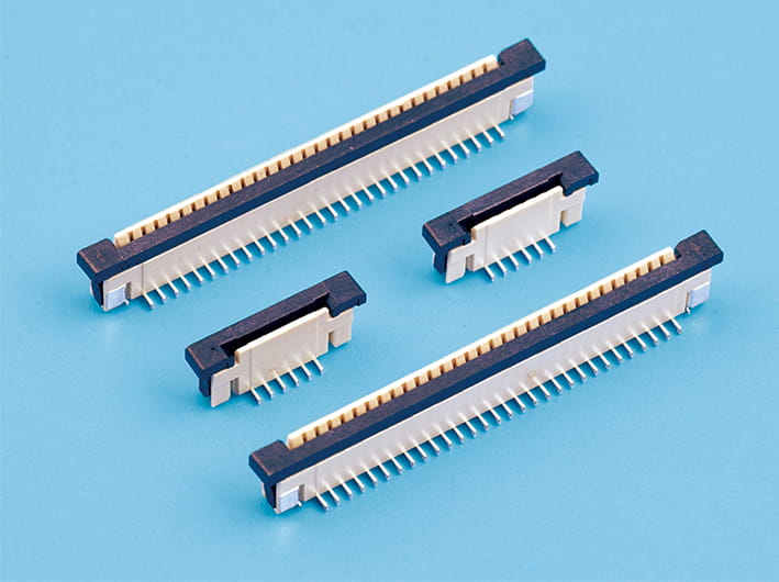 1.0mm pitch 5.5mm height flat flexible cable fpc connector, zif s/t, ribbon connectors, surface mount