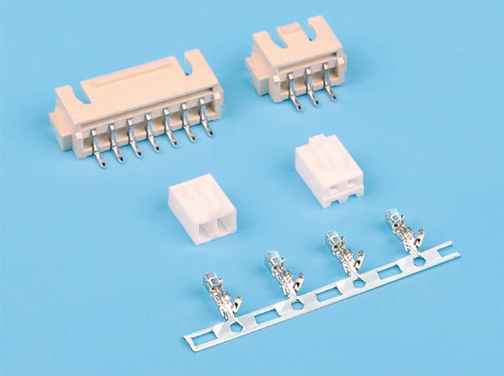 2.5mm pitch locking wtb board-to-board connector strip, wire-to-board interface, pcb mount, durable housing, snap-in locking feature